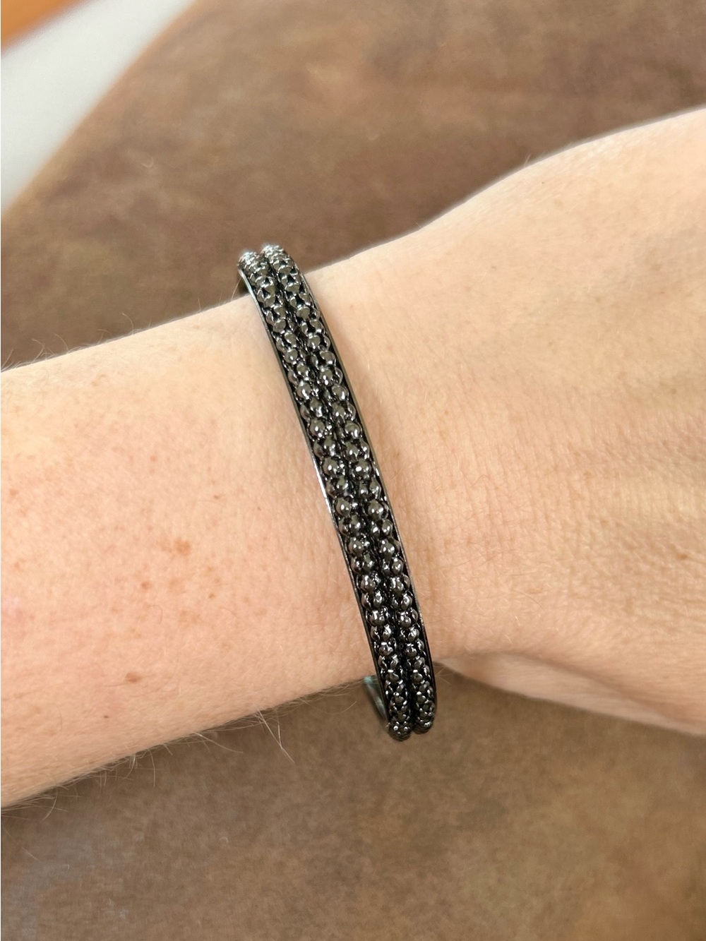Black Crystal Pavé Cuff Bracelet for Women / Fidget Bracelet / Spinner